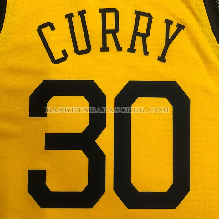 Maillot Golden State Warriors Stephen Curry NO 30 Earned Jaune